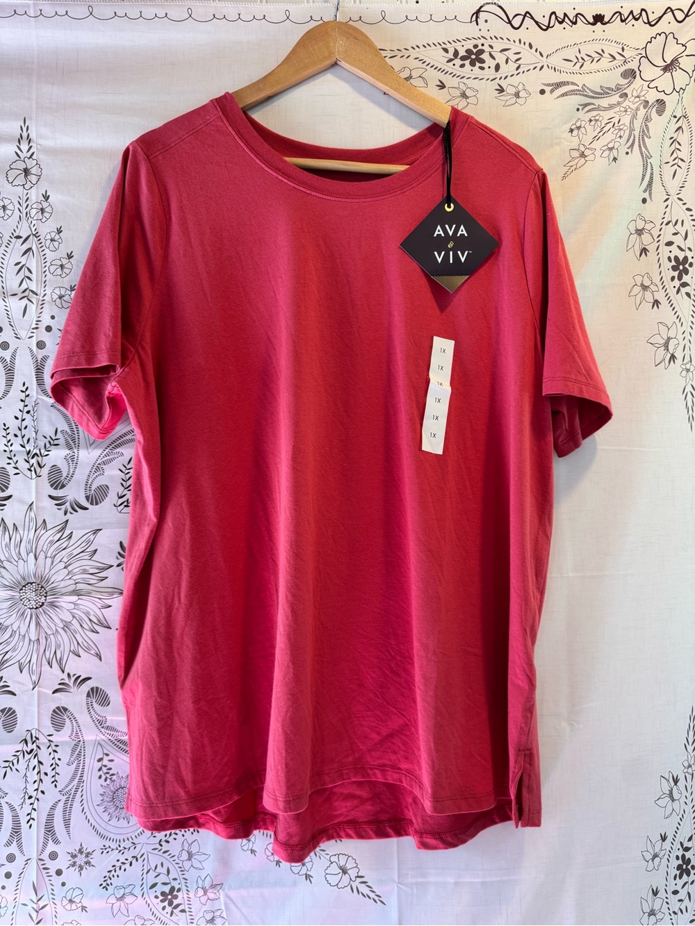 Ava & Viv Coral Pink Short Sleeve Tunic Top